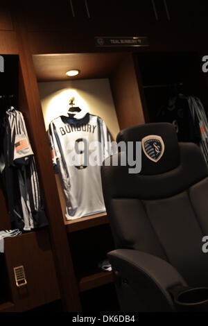20 juillet 2011 - Kansas City, Kansas, États-Unis - Teal Bunbury's locker à LIVESTRONG Sporting Park avant de Newcastle United de l'EPL se préparent à prendre sur Sporting Kansas City de MLS à leur premier match de leur tournée américaine. LIVESTRONG Sporting Park à Kansas City, Kansas. (Crédit Image : © Tyson Hofsommer/global/ZUMAPRESS.com) Southcreek Banque D'Images