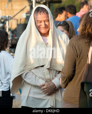 Robin Williams sur l'ensemble de "l'homme plus à Brooklyn' dans Dumbo Brooklyn New York City USA - 25.09.12 Banque D'Images