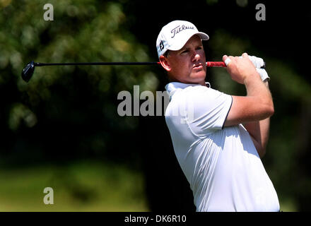 10 juin 2011 - Memphis, TN, États-Unis - 10 juin 2011 - FedEx St.Jude Classic, deuxième tour de jeu. Robert Karlsson (CQ) le 7e tee. (Crédit Image : © 1728-1816 Stan/l'appel Commercial/ZUMAPRESS.com) Banque D'Images