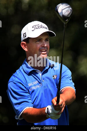 10 juin 2011 - Memphis, TN, États-Unis - 10 juin 2011 - FedEx St.Jude Classic, deuxième tour de jeu. Greg Chalmers sur le 7ème tee. (Crédit Image : © 1728-1816 Stan/l'appel Commercial/ZUMAPRESS.com) Banque D'Images