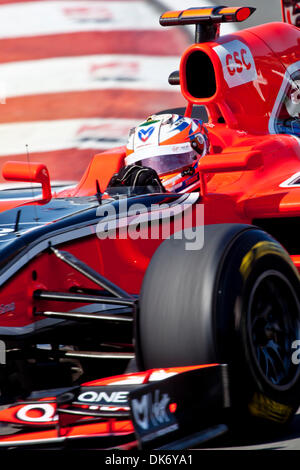 10 juin 2011 - Montréal, Québec, Canada - 10 juin 2011 : Timo Glock (DEU) Marussia Virgin Racing lors d'essais de vendredi au Circuit Gilles-Villeneuve à Montréal, Québec, Canada. (Crédit Image : © Leon Switzer/global/ZUMAPRESS.com) Southcreek Banque D'Images