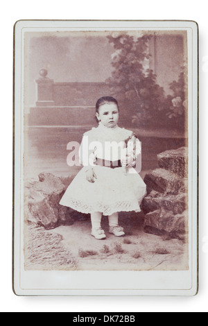 Portrait d'une vieille fille. Fait ​​In un studio. Vintage. Année 1890 Banque D'Images