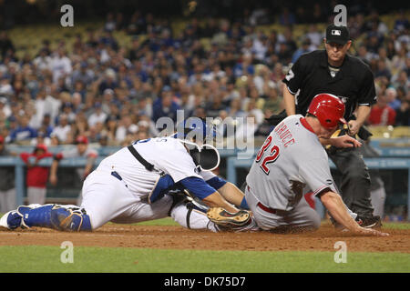 14 juin 2011 - Los Angeles, Californie, États-Unis d'Amérique - .pendant un match entre rivaux de la Ligue nationale, Reds de Cincinnati et Les Dodgers de Los Angeles au Dodger Stadium. (Crédit Image : © Tony Leon/ZUMAPRESS.com) Southcreek/mondial Banque D'Images