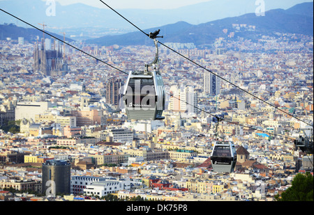 Téléphérique de Montjuïc, Barcelone, Espagne Banque D'Images