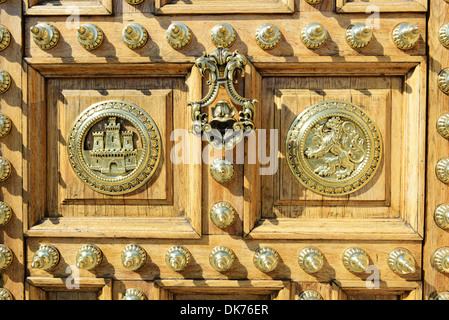 Orné restauré porte de l'Palacio De Capitania General De Barcelone, ancien couvent de la Catalogne, Barcelone, Espagne Banque D'Images