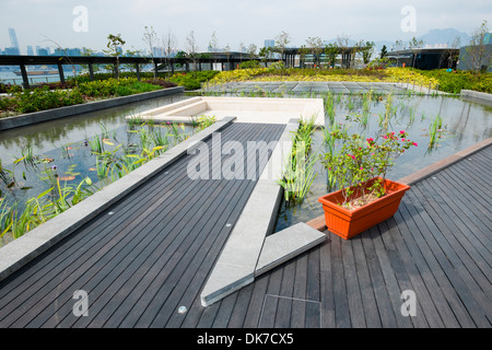 Parc et jardin public sur le toit du nouveau terminal de croisière de Kai Tak à Hong Kong Banque D'Images