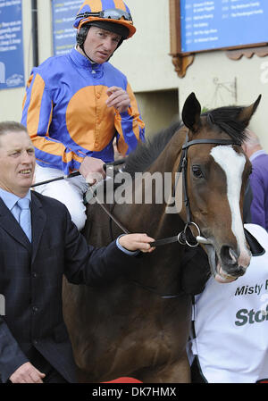 25 juin 2011 - Newbridge, Kildare, U.S. - Misty pour moi (no. 8), monté par Seamie Heffernan et formés par Aiden O'Brien, défaites en faveur de midi et remporte le groupe 1 de Pretty Polly Stakes pour les pouliches et les juments de trois ans et au-dessus le 25 juin 2011 à l'Hippodrome de Curragh dans Newbridge, Kildare, Irlande. (Crédit Image : © Bob Mayberger ZUMAPRESS.com)/Eclipse/ Banque D'Images