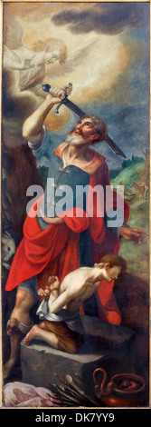 Anvers La preuve d'Abraham. De gauche du triptyque, David et Goliath par Sayvede De Oude d'année 1624 en la cathédrale Saint-rombaut Banque D'Images