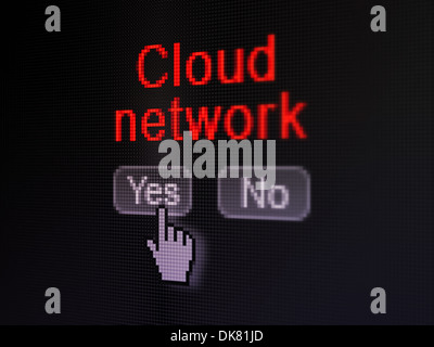 Concept : Cloud computing Cloud Network sur écran numérique Banque D'Images