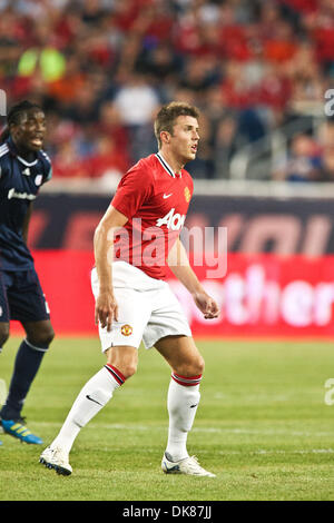 13 juillet 2011 - Foxborough, Massachuestts, U.S - le milieu de terrain de Manchester United, Michael Carrick (16) Terrain en attente de la balle à venir son chemin au cours de la première moitié du match. Manchester United a battu le New England Revolution 4 - 1. (Crédit Image : © Mark Fort/global/ZUMAPRESS.com) Southcreek Banque D'Images