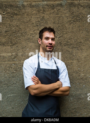Portrait of chef Ronny Emborg, AOC Restaurant, Copenhague, Danemark. Banque D'Images
