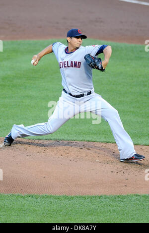 16 juillet 2011 - Baltimore, Maryland, États-Unis - Cleveland Indians le lanceur partant Carlos Carrasco (59) offre un emplacement au cours d'un match entre les Indians de Cleveland et les Orioles de Baltimore, le mènent 1-0 grâce à 3 Orioles et demi manches (Image Crédit : © Racine TJ/global/ZUMApress.com) Southcreek Banque D'Images