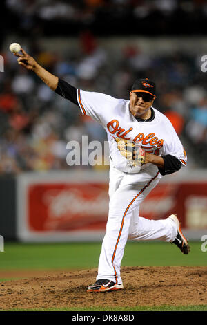 16 juillet 2011 - Baltimore, Maryland, États-Unis - le lanceur partant des orioles de Baltimore, Alfredo Simon lance lors d'un match entre les Indians de Cleveland et les Orioles de Baltimore Orioles, le vaincu les Indiens 6-5 (crédit Image : © Racine TJ/global/ZUMApress.com) Southcreek Banque D'Images