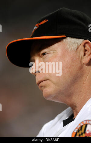 16 juillet 2011 - Baltimore, Maryland, États-Unis - Baltimore Orioles manager Buck Showalter est affiché pendant un match entre les Indians de Cleveland et les Orioles de Baltimore Orioles, le vaincu les Indiens 6-5 (crédit Image : © Racine TJ/global/ZUMApress.com) Southcreek Banque D'Images