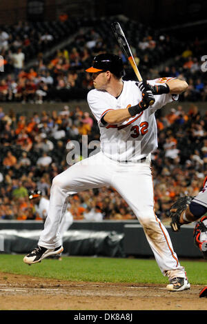 16 juillet 2011 - Baltimore, Maryland, États-Unis - Baltimore Orioles Catcher Matt Wieters (32) batts au cours d'un jeu entre les Indians de Cleveland et les Orioles de Baltimore Orioles, le vaincu les Indiens 6-5 (crédit Image : © Racine TJ/global/ZUMApress.com) Southcreek Banque D'Images