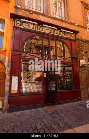 Un restaurant typique de Vieux Lyon. Banque D'Images