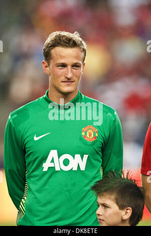 13 juillet 2011 - Foxborough, Massachuestts, U.S - Manchester United gardien Anders Lindegaard (34) au cours des cérémonies d'avant-match. Manchester United a battu le New England Revolution 4 - 1. (Crédit Image : © Mark Fort/global/ZUMAPRESS.com) Southcreek Banque D'Images