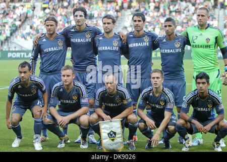 3 août 2011 - Portland, Oregon, États-Unis d'Amérique - Los Angeles Galaxy onze de départ pour leur match contre Les LA Galaxy de Jeld-Wen Field. (Crédit Image : © Mike Albright/global/ZUMAPRESS.com) Southcreek Banque D'Images