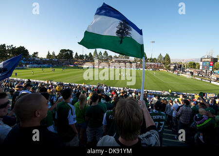 Le 6 août, 2011 - Santa Clara, Californie, États-Unis - l'Armée de bois se prépare pour le match entre le MLS San Jose Earthquakes et les Timbers de Portland au Buck Shaw Stadium de Santa Clara, CA. Les équipes se sont installés pour un match nul. (Crédit Image : © Matt Cohen/ZUMAPRESS.com) Southcreek/mondial Banque D'Images