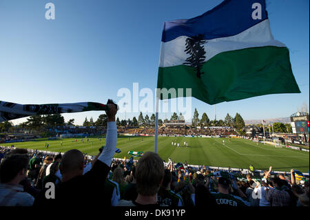Le 6 août, 2011 - Santa Clara, Californie, États-Unis - l'Armée de bois se prépare pour le match entre le MLS San Jose Earthquakes et les Timbers de Portland au Buck Shaw Stadium de Santa Clara, CA. Les équipes se sont installés pour un match nul. (Crédit Image : © Matt Cohen/ZUMAPRESS.com) Southcreek/mondial Banque D'Images