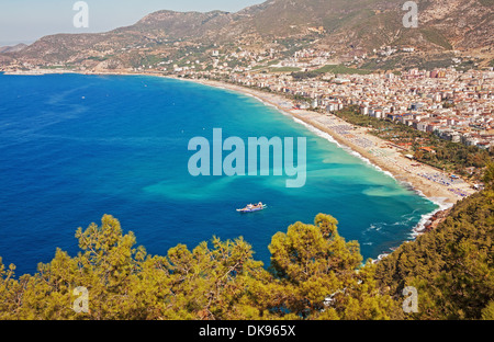 Vue de la plage Kleopatra à Alanya, Turquie. Banque D'Images