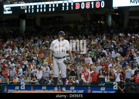 Le 11 août 2011 - Cleveland, Ohio, États-Unis - Detroit plus proches Jose Valverde (46) sur la butte pendant la neuvième manche contre Cleveland. Les Tigers de Detroit a battu les Indians de Cleveland 4-3 au Progressive Field de Cleveland, Ohio. (Crédit Image : © Frank Jansky/global/ZUMAPRESS.com) Southcreek Banque D'Images