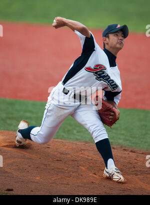 13 août 2011 - Aberdeen, Maryland, États-Unis - Daisuke Sowa, du Japon, emplacements au cours de la Cal Ripken World Series à Aberdeen, Maryland le 13 août, 2011. (Crédit Image : © Scott Serio/Eclipse/ZUMAPRESS.com) Banque D'Images