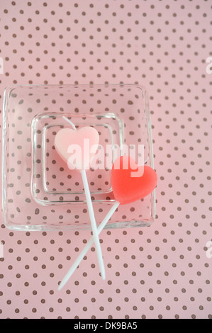 Sucettes en forme de cœur Banque D'Images