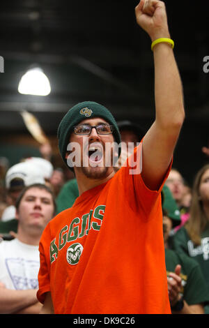 Fort Collins, CO, USA. 19Th Mar, 2013. 3 décembre 2013 : un ventilateur de l'État du Colorado cheers sur son équipe contre Colorado à Moby Arena à Fort Collins. © csm/Alamy Live News Banque D'Images