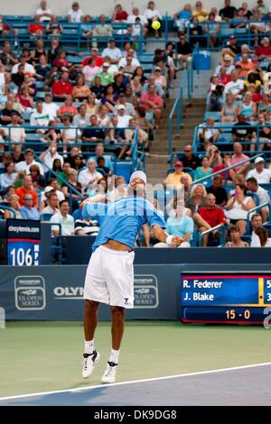 18 août 2011 - Mason, Ohio, États-Unis - James Blake (USA) en action à la W & S'ouvrir au centre de tennis de la famille Linder dans Mason,Ohio. Roger Federer (SUI) a battu James Blake (USA) (6-4) (6-1) (Crédit Image : © Scott Davis/ZUMAPRESS.com) Southcreek/mondial Banque D'Images