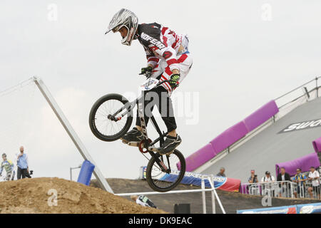 19 août 2011 - London, Greater London, Royaume-Uni - USA Corey Reidat la Coupe du monde de BMX Supercross dans le Parc olympique de Londres. (Crédit Image : ©/ZUMAPRESS.com) Liasi Theodore Banque D'Images