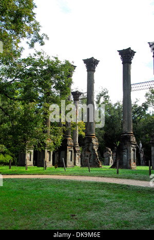 Windsor ruines de l'antebellum mansion près de Port Gibson, le Mississippi a brûlé en 1890. Banque D'Images