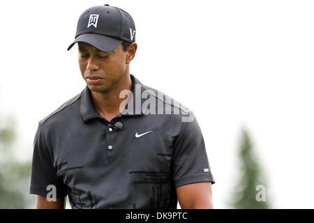 31 août 2011 - Verona, New York, États-Unis - Tiger Woods réagit après avoir raté son putt sur le green 5e à la 4e assemblée annuelle Notah Begay III Foundation Défi à Atunyote Golf Club à Vernon, New York le 31 août 2011 (Image Crédit : © Nick Serrata/Eclipse/ZUMAPRESS.com) Banque D'Images