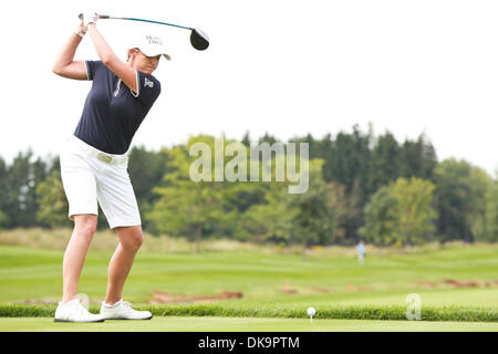 31 août 2011 - Verona, New York, États-Unis - Cristie Kerr tees off sur la 14e t sur le 4e Notah Begay III Foundation Défi à Atunyote Golf Club à Vernon, New York le 31 août 2011 (Image Crédit : © Nick Serrata/Eclipse/ZUMAPRESS.com) Banque D'Images