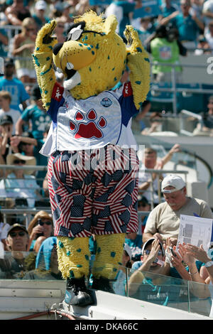 11 septembre 2011 - Jacksonville, Floride, États-Unis d'Amérique - Jaxson De Ville, mascotte de l'équipe des Jacksonville Jaguars, en action pendant le match entre le jaguar et le Tennessee Titans à l'EverBank Field à Jacksonville, en Floride. Jaguars a gagné le match 16-15. (Crédit Image : © David Roseblum/ZUMAPRESS.com) Southcreek/mondial Banque D'Images