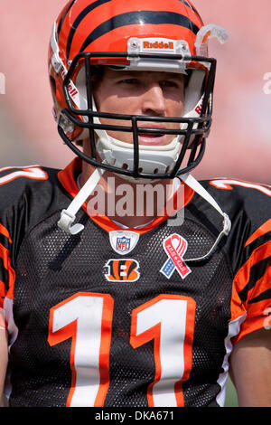 11 septembre 2011 - Cleveland, Ohio, États-Unis - Cincinnati Bengals receveur Jordan Shipley (11) avant le match contre les Cleveland Browns joué au stade Cleveland Browns de Cleveland, Ohio. Les Cincinnati Bengals se rallièrent à l'encontre du Cleveland Browns poignéés 27 17/32 po dans le jeu joué au stade Cleveland Browns de Cleveland, Ohio. (Crédit Image : © Frank Jansky/global/ZUMAP Southcreek Banque D'Images