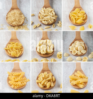 Photo Collage composition de différents types de pâtes alimentaires Banque D'Images