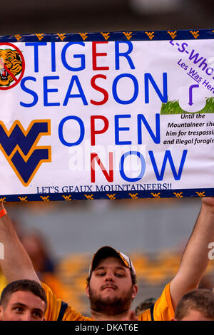 24 septembre 2011 - Morgantown, Virginie-Occidentale, États-Unis - Un ventilateur de la Virginie de l'Ouest dans les stands avant le match contre LSU joué au Stade Milan Puskar Milan de Morgantown, West Virginia. (Crédit Image : © Frank Jansky/global/ZUMAPRESS.com) Southcreek Banque D'Images