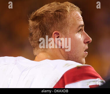 24 septembre 2011 : l'USC Trojans Quarterback Matt Barkley # 7 sur la ligne de côté pendant un match de football entre les NCAA Arizona State Sun Devils de l'université et de l'USC Trojans au Sun Devil Stadium de Tempe, Arizona, remporté par les Sun Devils, 43-22.(Image Crédit : © Max Simbron/Cal/ZUMAPRESS.com) Media Sport Banque D'Images