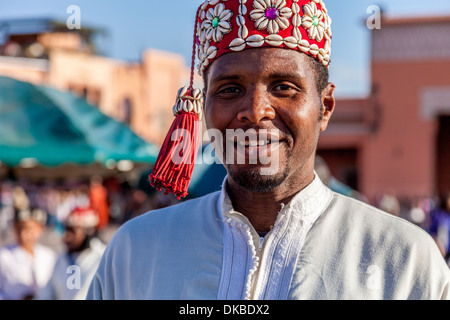 Artiste de rue, de la place Jemaa el-Fna, Marrakech, Maroc Banque D'Images