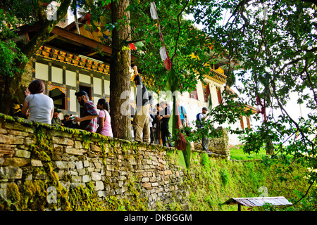 Tiger's nest,10180 pieds de haut, deux heures de marche,tiger'Stop,terrasse,cliffhanger très sacré,pèlerinage bouddhiste lieu saint,paro Bhoutan Banque D'Images