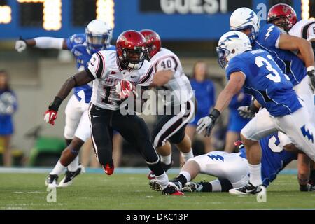 13 octobre 2011 - Colorado Springs, Colorado, États-Unis - San Diego State Aztecs tournant Retour Ronnie Hillman (13) exécute les déplacements au cours du premier semestre contre l'Air Force Falcons. À la moitié du jeu est lié 17-17. L'Air Force Falcons hébergé San Diego State Aztecs à Falcon Stadium à Colorado Springs, CO (crédit Image : © Isaiah Downing/Southcreek/ZUMApress.com) Banque D'Images