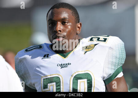 15 octobre 2011 - Fort Collins, Colorado, États-Unis d'Amérique - Colorado State Rams Raymond Carter (20) avant un match contre la Boise State Broncos à Sonny Lubick Field at Hughes Stadium. (Crédit Image : © Michael Furman/Southcreek/ZUMAPRESS.com) Banque D'Images