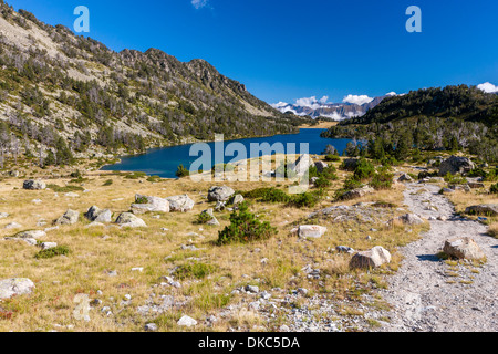 Lac d'aumar, Reserva Natural de Réserve Naturelle du Néouvielle, Pyrénées, France, Europe. Banque D'Images