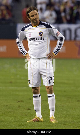 16 octobre 2011 - Los Angeles, Californie, États-Unis - David Beckham # 23 de la Los Angeles Galaxy réagit après avoir raté une balle contre Chivas USA au cours de la MLS match au Home Depot Center. La Galaxie défait Chivas USA 1-0. (Crédit Image : © Chiu/ZUMAPRESS.com) Ringo Banque D'Images