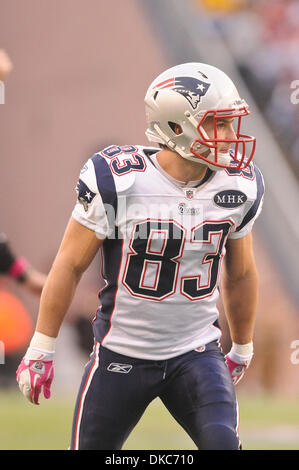 16 octobre 2011 - Foxborough, Massachusetts, États-Unis - New England Patriots WR Wes Welker (83). Le New England Patriots vaincre les Dallas Cowboys 20 - 16 au Stade Gillette. (Crédit Image : © Geoff Southcreek/ZUMAPRESS.com)/Bolte Banque D'Images