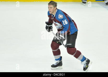 20 octobre 2011 - Denver, Colorado, États-Unis d'Amérique - Avalanche du Colorado Paul Stastny (26) au cours d'un match contre les Blackhawks de Chicago au centre Pepsi. Les Blackhawks de Chicago a battu l'Avalanche du Colorado sont à égalité 3-1. (Crédit Image : © Michael Furman/Southcreek/ZUMAPRESS.com) Banque D'Images