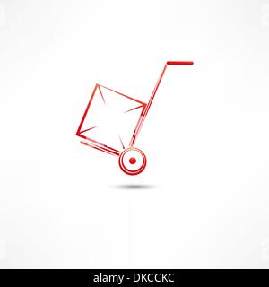 Camion de main avec boîte en carton Illustration de Vecteur