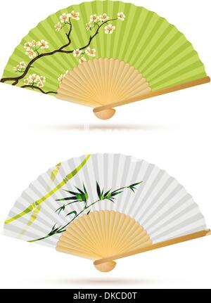 Vector illustration de deux fans de pliage japonais isolé sur blanc. Illustration de Vecteur