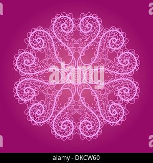 Motif mandala oriental lase ronde motif sur le fond violet, comme la peinture mehndi ou flocon Illustration de Vecteur